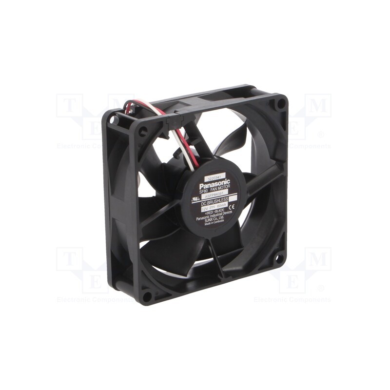 1 pcs x PANASONIC - ASFP84391 - Fan: DC, axial, 12VDC, 80x80x25mm, 44.4m3/h, 19dBA, ball bearing