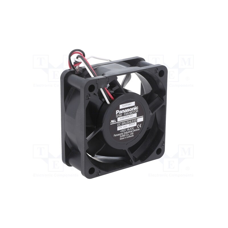 1 pcs x PANASONIC - ASFP64391 - Fan: DC, axial, 12VDC, 60x60x25mm, 24.6m3/h, 21dBA, ball bearing