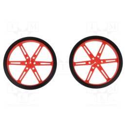 1 set x POLOLU - WHEEL 80×10MM PAIR RED - Wheel, red, Shaft: D spring, push-in, Ø: 80mm, Shaft dia: 3mm, W: 10mm