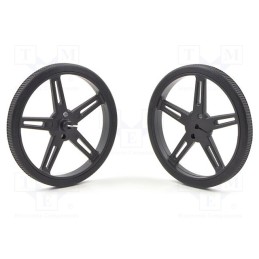 1 set x POLOLU - POLOLU WHEEL 70X8MM PAIR – BLACK - Wheel, black, Shaft: D spring, push-in, Ø: 70mm, Shaft dia: 3mm