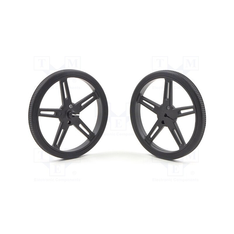 1 set x POLOLU - POLOLU WHEEL 70X8MM PAIR – BLACK - Wheel, black, Shaft: D spring, push-in, Ø: 70mm, Shaft dia: 3mm