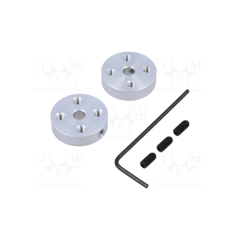 1 set x POLOLU - ALUMINUM MOUNTING HUB FOR 4MM SHAFT 4-4 - Bracket wheel, Kit: adapter,allen wrench,mounting screws, 2pcs.