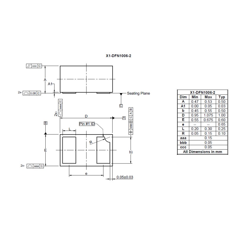 10000 pcs - Diodes Inc D8V0X1B2LPQ-7B, Bi-Directional TVS Diode X1-DFN1006-2