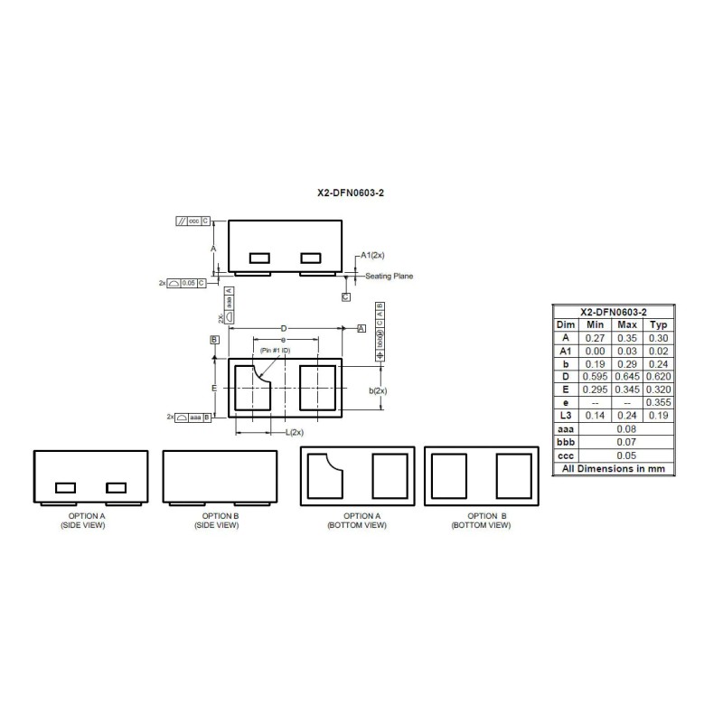 10000 pcs - Diodes Inc D5V0X1B2LP3Q-7, Bi-Directional TVS Diode X2-DFN0603-2