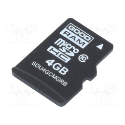 1 pcs x GOODRAM INDUSTRIAL - SDU4GCMGRB - Memory card, industrial, microSD,MLC, UHS I U1, 4GB, 0÷70°C