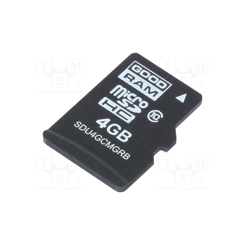 1 pcs x GOODRAM INDUSTRIAL - SDU4GCMGRB - Memory card, industrial, microSD,MLC, UHS I U1, 4GB, 0÷70°C