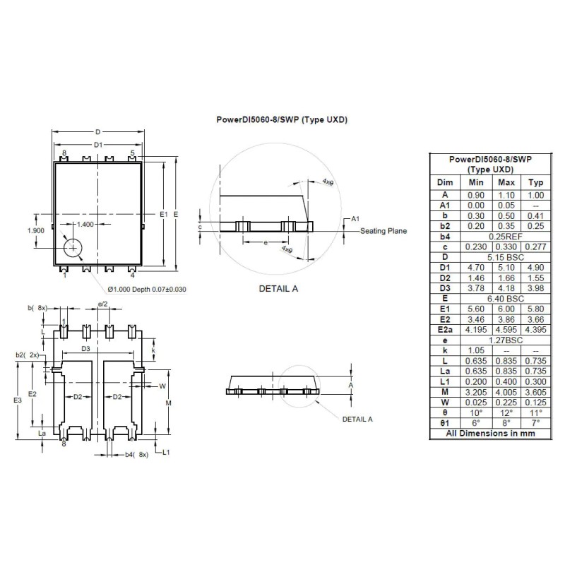 2500 pcs - Diodes Inc DXTP3C100PDQ-13 PNP Transistor, -3 A, -100 V PowerDI5060-8/SWP
