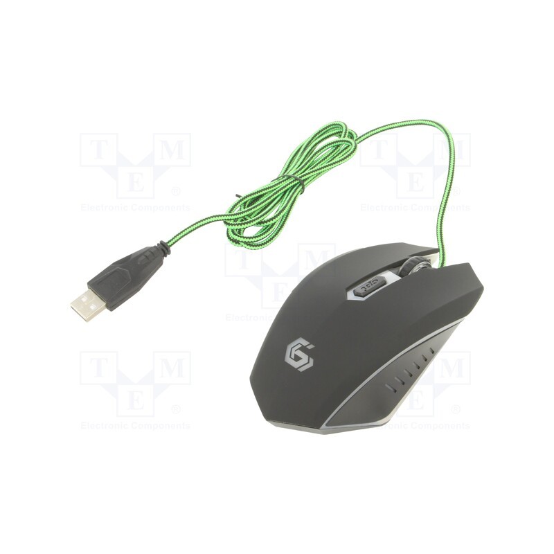1 pcs x GEMBIRD - MUSG-001-G - Optical mouse, black,green, USB A, wired, 1.3m, No.of butt: 6