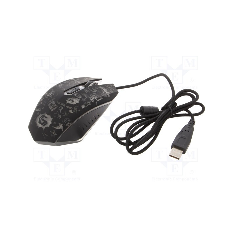 1 pcs x GEMBIRD - MUS-6B-GRAFIX-01 - Optical mouse, black, USB A, wired, 1.35m, No.of butt: 6