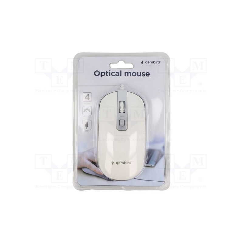 1 pcs x GEMBIRD - MUS-4B-06-WS - Optical mouse, white,silver, USB A, wired, 1.35m, No.of butt: 4