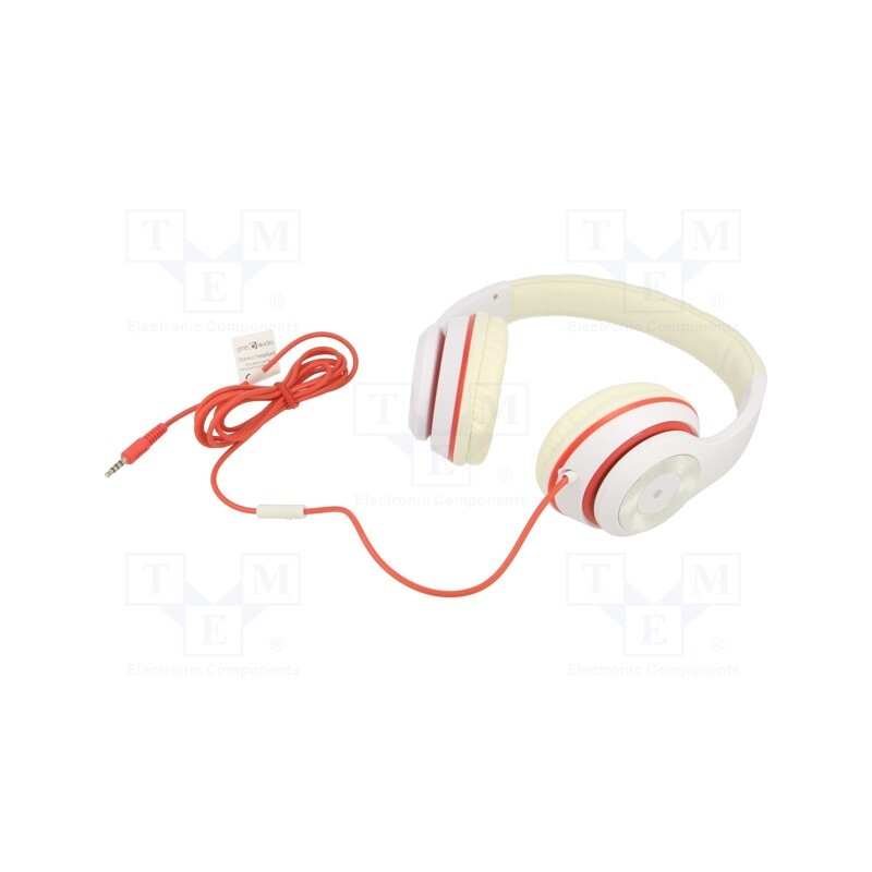 1 pcs x GEMBIRD - MHS-LAX-W - Headphones with microphone, white,red, Jack 3,5mm, headphones