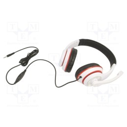 1 pcs x GEMBIRD - MHS-03-WTRDBK - Headphones with microphone, white,black,red, Jack 3,5mm, 1.8m