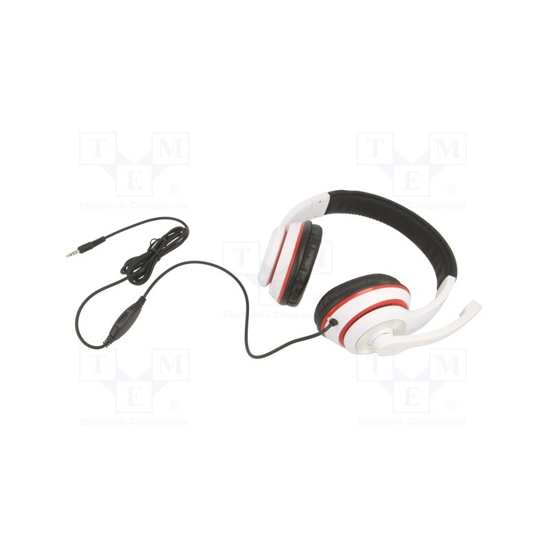 1 pcs x GEMBIRD - MHS-03-WTRDBK - Headphones with microphone, white,black,red, Jack 3,5mm, 1.8m