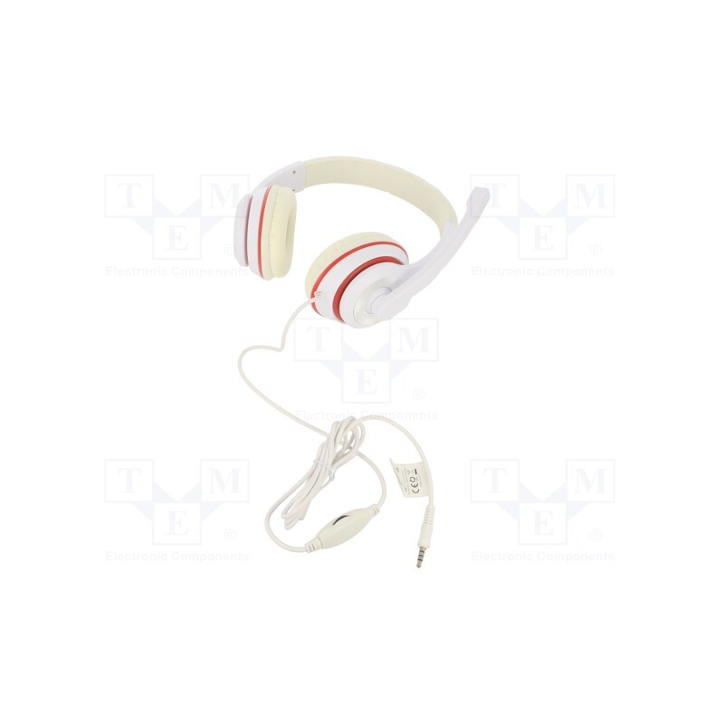 1 pcs x GEMBIRD - MHS-03-WTRD - Headphones with microphone, white,red, Jack 3,5mm, headphones