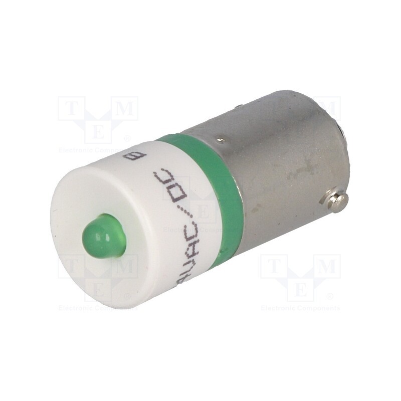 1 pcs x CML INNOVATIVE TECHNOLOGIES - 18602351 - LED lamp, green, BA9S, 24VDC, 24VAC