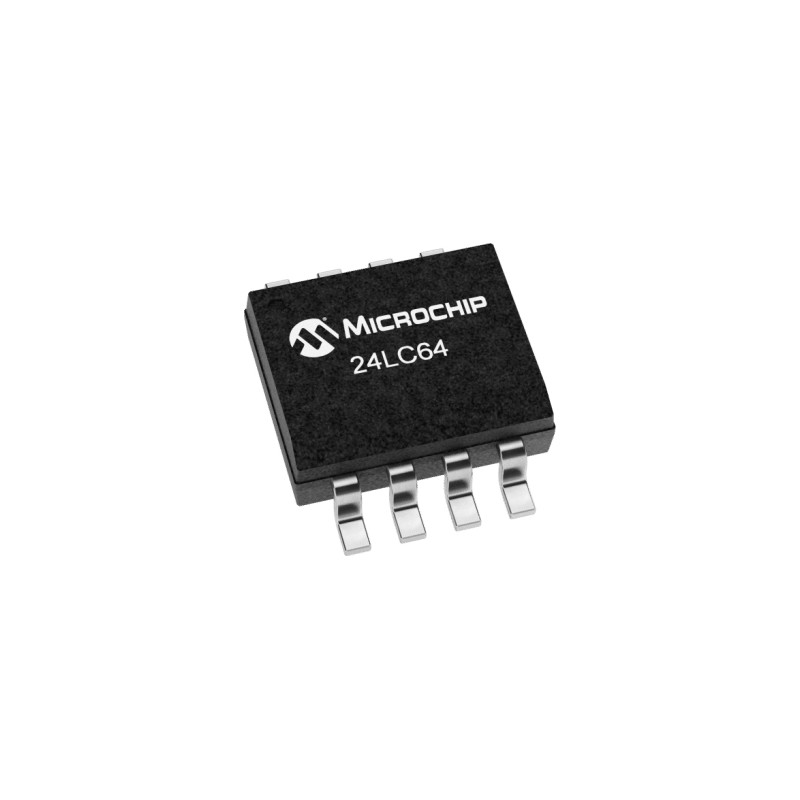 3300 pcs - Microchip 24LC64T-I/SN, 64kbit EEPROM Chip, 900ns 8-Pin SOIC Serial-I2C