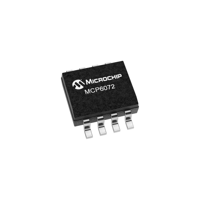 3300 pcs - MCP6072T-E/SN Microchip, Precision, Op Amp, RRIO, 1.2MHz 10 kHz, 6 V, 8-Pin SOIC