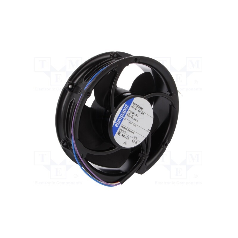 1 pcs x EBM-PAPST - 6314/2TDHHP - Fan: DC, axial, 24VDC, Ø172x51mm, 702m3/h, 69dBA, ball bearing