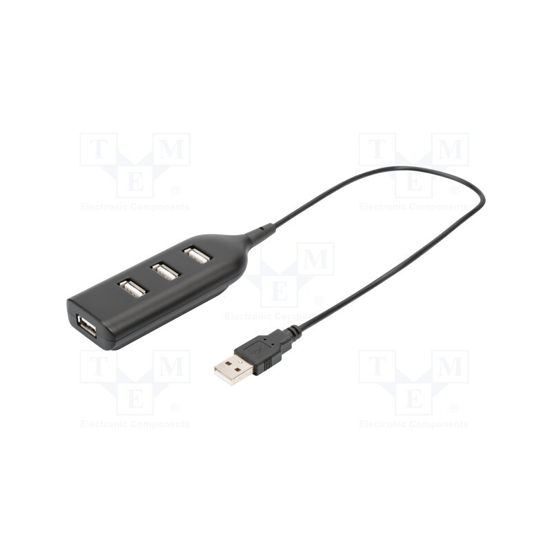 1 pcs x DIGITUS - AB-50001-1 - Hub USB, USB A socket x4,USB A plug, USB 2.0, black, 480Mbps