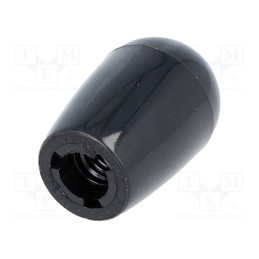 1 pcs x ELESA+GANTER - I.622/25-M6 BLACK - Conical knob, Int.thread: M6, 16mm, Base dia: 12mm, Ømax: 16mm