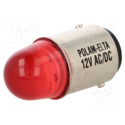 1 pcs x POLAM-ELTA - LR-BA15D-12AC/DC - LED lamp, red, BA15D, 12VDC, 12VAC