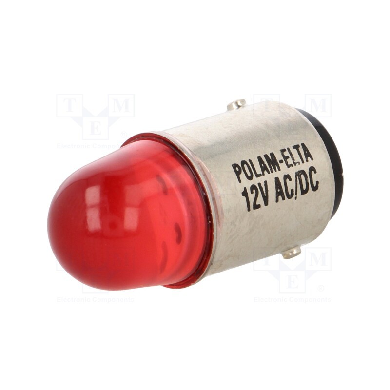 1 pcs x POLAM-ELTA - LR-BA15D-12AC/DC - LED lamp, red, BA15D, 12VDC, 12VAC