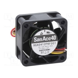 1 pcs x SANYO DENKI - 9GA0412P6F001 - Fan: DC, axial, 12VDC, 40x40x20mm, 12.6m3/h, 28dBA, ball bearing