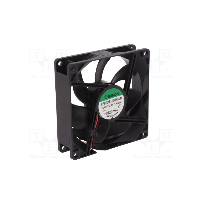 1 pcs x SUNON - EF92251S1-1000U-A99 - Fan: DC, axial, 12VDC, 92x92x25mm, 87.04m3/h, 34dBA, slide bearing