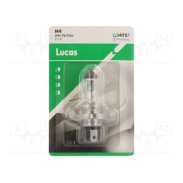 1 pcs x LUCAS - LLB475P - Filament lamp: automotive, P43t, transparent, 24V, 75/70W, LLB