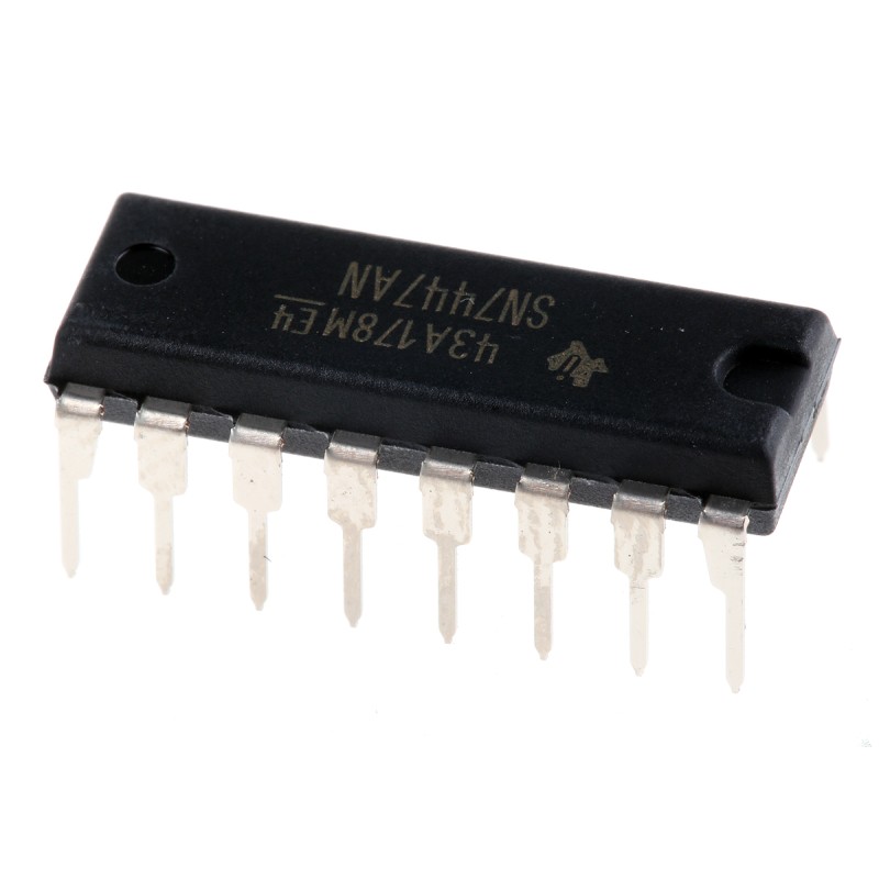 5 pcs - Texas Instruments SN7447AN, Decoder, 16-Pin PDIP