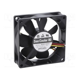 1 pcs x SANYO DENKI - 9A0812G401 - Fan: DC, axial, 12VDC, 80x80x25mm, 90m3/h, 40dBA, ball bearing