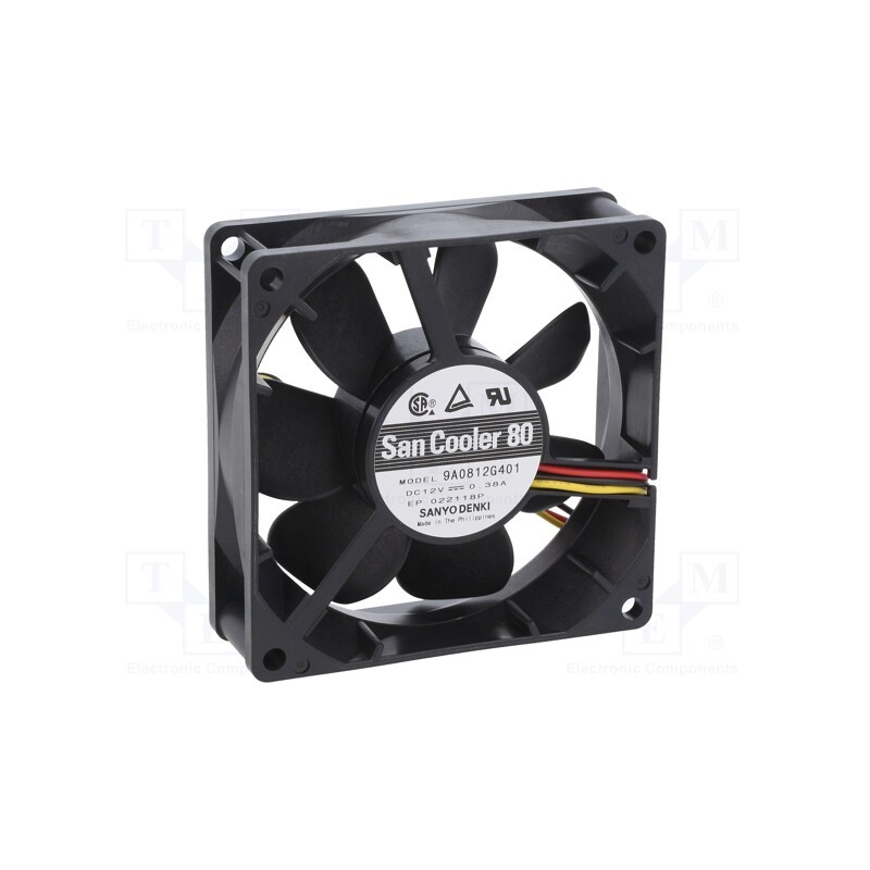 1 pcs x SANYO DENKI - 9A0812G401 - Fan: DC, axial, 12VDC, 80x80x25mm, 90m3/h, 40dBA, ball bearing