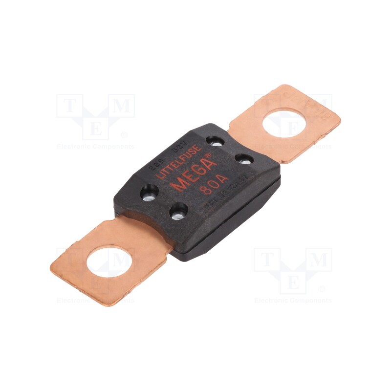 1 pcs x LITTELFUSE - 0298080.TXN - Fuse: fuse, 80A, 32VDC, M8 screw, automotive, 68.6mm, mega