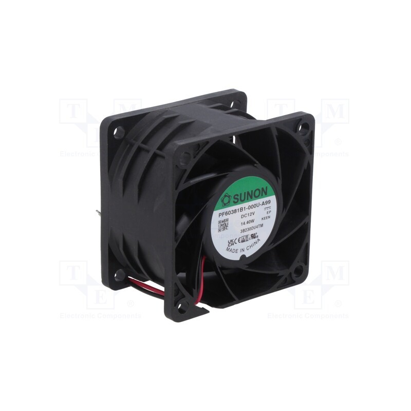 1 pcs x SUNON - PF60381B1-000U-A99 - Fan: DC, axial, 12VDC, 60x60x38mm, 102.96m3/h, 67.7dBA, Len: 3000mm