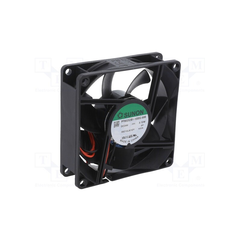 1 pcs x SUNON - PF80252B1-1000U-A99 - Fan: DC, axial, 24VDC, 80x80x25mm, 102m3/h, 45.5dBA, ball bearing