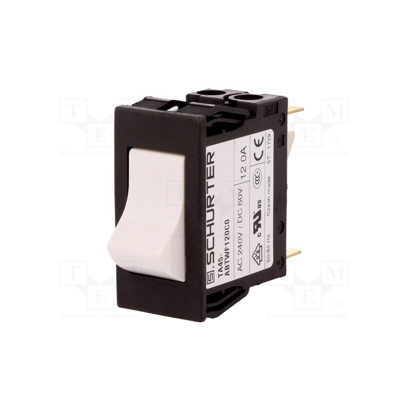 1 pcs x SCHURTER - 4430.0024 - Circuit breaker, Urated: 240VAC, 60VDC, 12A, DPST, Poles: 2, MCB