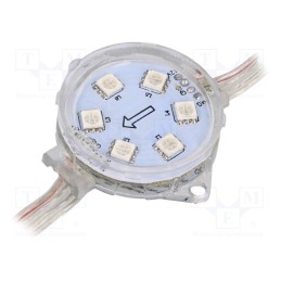 1 pcs x WORLDSEMI - HC-F12V-F45-6L-T - LED, RGB, IP68, No.of diodes: 6, 5050,PLCC6, Ø45mm, 12V, SMD