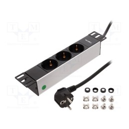 1 pcs x LOGILINK - PDU3B01 - Plug socket strip: supply, Sockets: 3, 230VAC, 16A, black, 1.8m