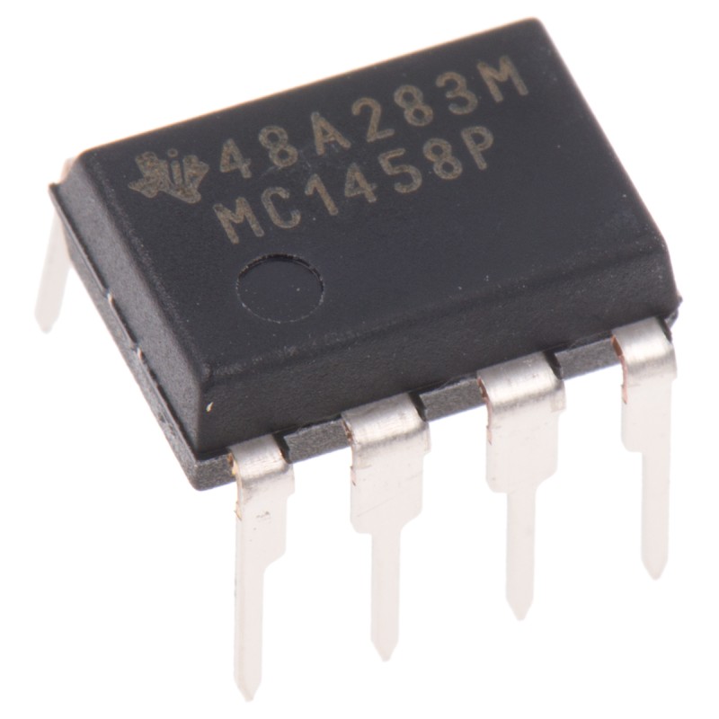 20 pcs - MC1458P Texas Instruments, Op Amp, 1MHz, 8-Pin PDIP