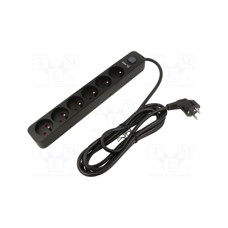 1 pcs x KERG - M02520 - Plug socket strip: protective, Sockets: 6, 230VAC, 16A, black, KERG