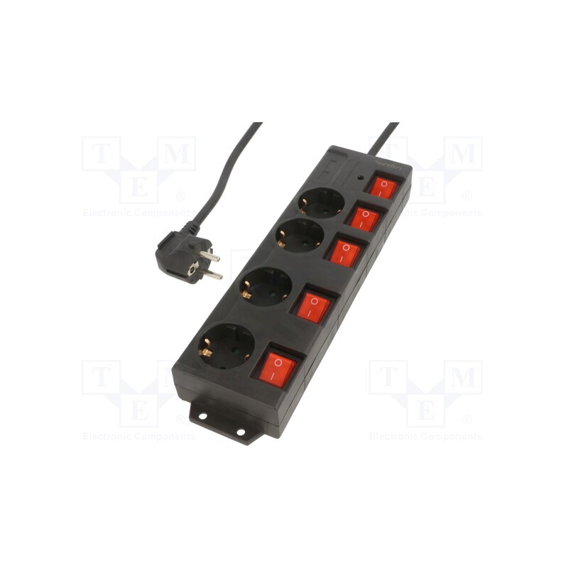 1 pcs x LOGILINK - LPS251 - Plug socket strip: supply, Sockets: 4, 250VAC, 16A, black, 1.5m