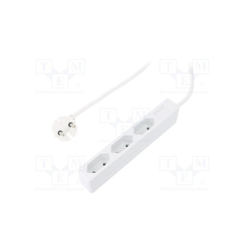 1 pcs x LOGILINK - LPS229 - Plug socket strip: supply, Sockets: 3, 250VAC, 7.5A, white, 1.5m