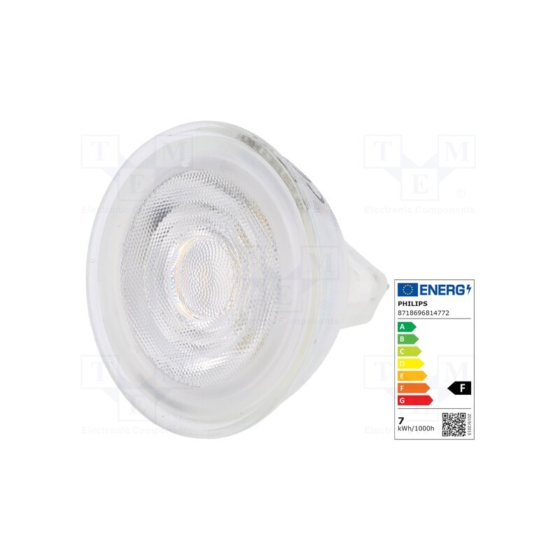 1 pcs x PHILIPS - 8718696814772 - LED lamp, warm white, GU5,3, 12VAC, 621lm, P: 7W, 36°, 3000K