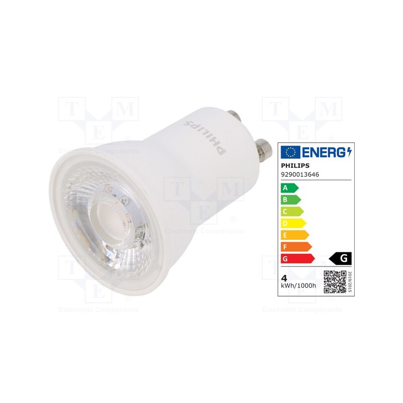 1 pcs x PHILIPS - 8718699775919 - LED lamp, warm white, GU10, 230VAC, 240lm, P: 3.5W, 36°, 2700K