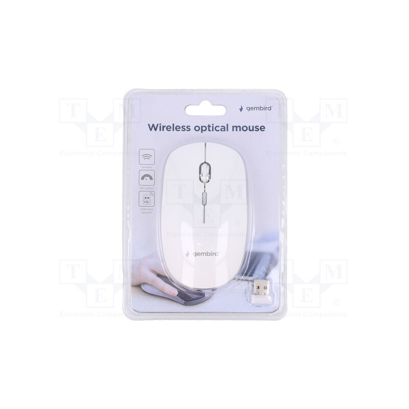 1 pcs x GEMBIRD - MUSW-4B-01-W - Optical mouse, white, USB A, wireless, 10m, No.of butt: 4