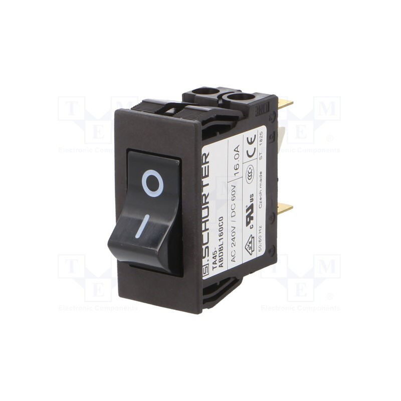 1 pcs x SCHURTER - 4430.2105 - Circuit breaker, Urated: 240VAC, 60VDC, 16A, DPST, Poles: 2, MCB