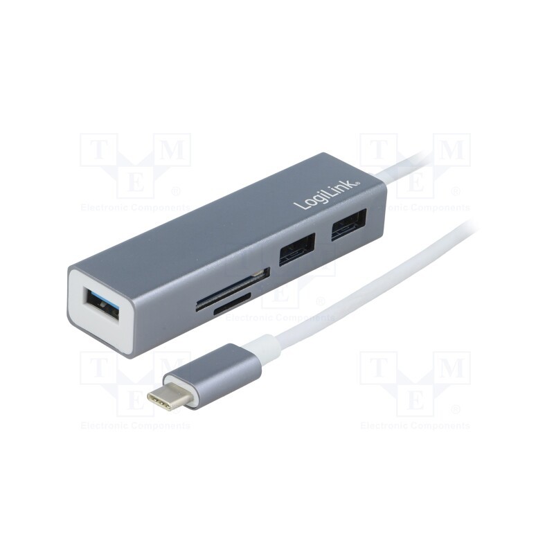 1 pcs x LOGILINK - UA0305 - Hub USB, microSD,SD,USB A socket,USB C plug, USB 3.1, 5Gbps