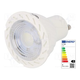 1 pcs x V-TAC - SKU 167 - LED lamp, cool white, GU10, 220/240VAC, 480lm, P: 7W, 38°, 6400K
