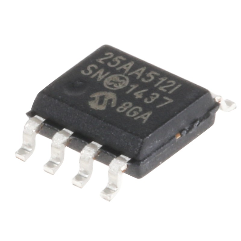 1 pcs - Microchip 25AA512-I/SN, 512kbit Serial EEPROM Memory, 250ns 8-Pin SOIC Serial-SPI
