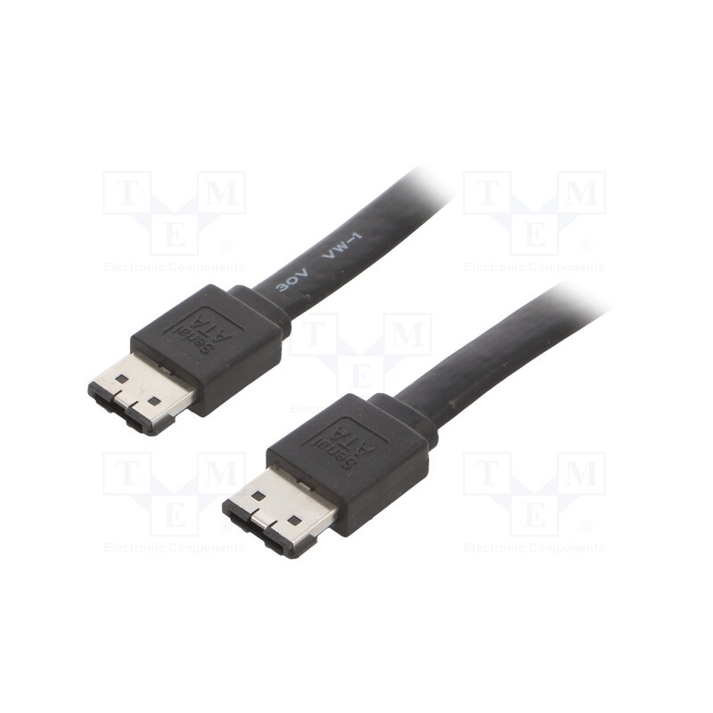 1 pcs x GEMBIRD - CC-ESATA-DATA - Cable: SATA, SATA plug,both sides, 0.5m, flat,SATA II, black